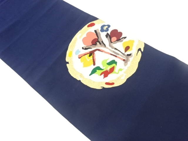 JAPANESE NAGOYA OBI / TSUZURE / WOVEN ABSTRACT FLOWER & BIRD